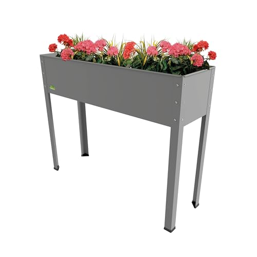 Bio Green MHF-XL - Macetero Elevado (Metal, 600 x 300 x 800 mm), Color Gris