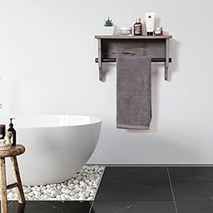 Wall Mounted Bathroom Towel Rack Torched Wood Rustic Brown Hanging Floating Shelf Industrial Black Metal Pipe Bar Restroom Organizer Robe Shampoo Body Wash Holder Clothing Kitchen Storage Home Wall Mounted Bathroom Towel Rack Torched Wood Rustic Brown Hanging Floating Shelf Industrial Black Metal Pipe Bar Restroom Organizer Robe Shampoo Body Wash Holder Clothing Kitchen Storage Home