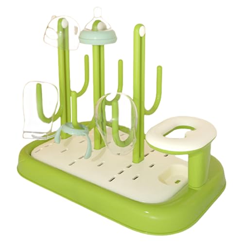 Estante de secado para biberones, soporte desmontable para secadora de biberones, escurridor de botellas en forma de cactus, estante de secado de encimera, estación de secado de botellas para