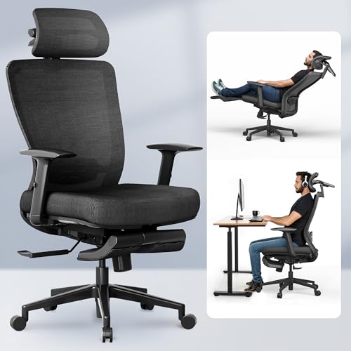 10 Best Office Chair 300 Dollars: Top Comfortable Picks 2 FLEXISPOT Ergonomic Office Chair with Footrest, Mesh Back Computer Chair, Home Office Desk Chairs, with Adjustable Lumbar Support/4D Headrest/Reliable Base, Elastic Foam Seat, Black, OC3 Cloud-F