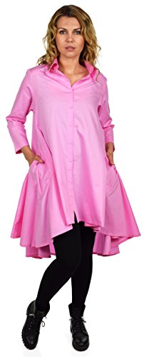 Dare2BStylish Hi Low Button Down A Line Swing Dress Shirt Top Reg and Plus Sizes2