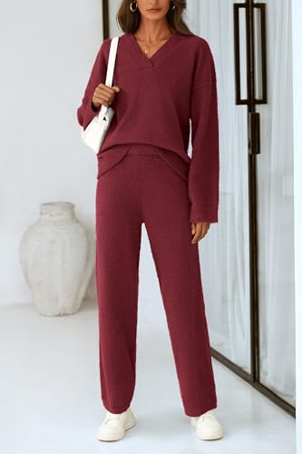 PRETTYGARDEN Lounge Sets for Women Two Piece Sweaters Pajama Set Fall Fashion 2025 Loungewear Outfits Matching Winter Clothes