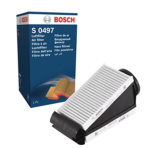 Bosch S0497 Filtro de Aire para Coche - Restringe Partículas de la Entrada de Aire, Resiste a la Humedad, con Alta Resistencia a la Tracción