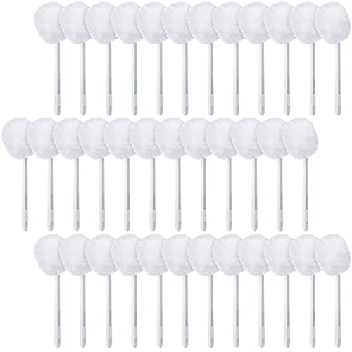 Zhehao 50 Pcs Toilet Bowl Brush Soft Swab Toilet Bowl Bulk White Reusable Long Plastic Handled Cleaners Scrubber Mop with Silk Cotton for Home Bathroom 15 x 3 Inch Without Cone Cup