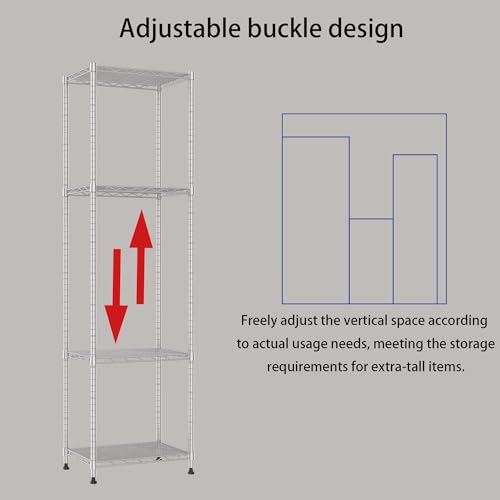 Image of REGILLER 6 Wire Shelving Steel Storage Rack Adjustable Unit Shelves for Laundry Bathroom Kitchen Pantry Closet (16.7L x 11.9W x 64H, Silver)