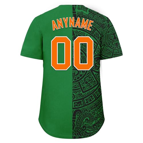Custom Aztec Print Baseball Jersey, Mexican Cultural Pattern Softball Shirts for Streetwear Athletic miniatura 5