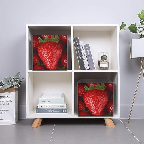 Bacs de rangement pliables haut de gamme design fraise rouge - 6