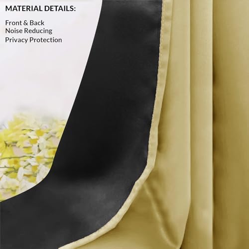 Image of HOMEMONDE Window Curtains 5 Feet Set of 2 - Thermal Insulation, Room Privacy Blackout Curtain with Black Backing, Rod Pocket & Fade Resistant Drapes - (60 Inch, Golden)