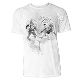 Eishockey Backchecking Sinus Art ® Herren T Shirt (Schwarz Weiss) Sportshirt Baumwolle