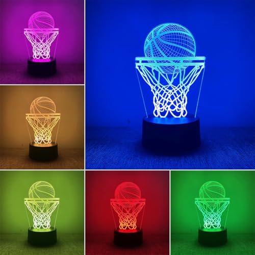 Lampe Basketball 3D Decorative, Lampe De Chevet Chambre Intelligente À 7 Couleurs Pour Enfants, Veilleuse LED Décorative Chambre Ado Pour À Coucher, Cadeau...