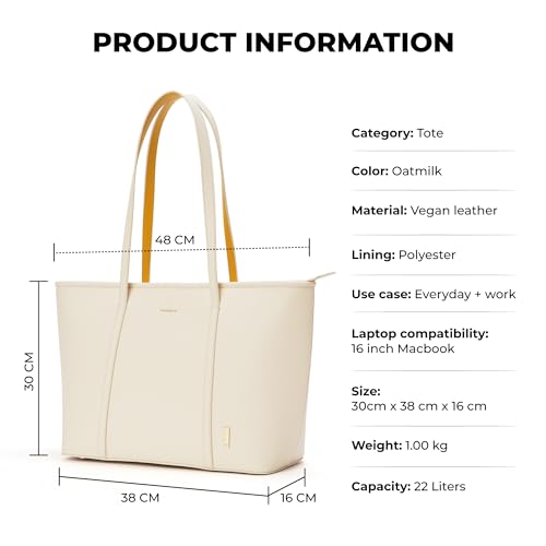 Image of MOKOBARA The Astrid Minimal Tote Vegan Leather Oversized Black Tote Bag For Women (Oatmilk)