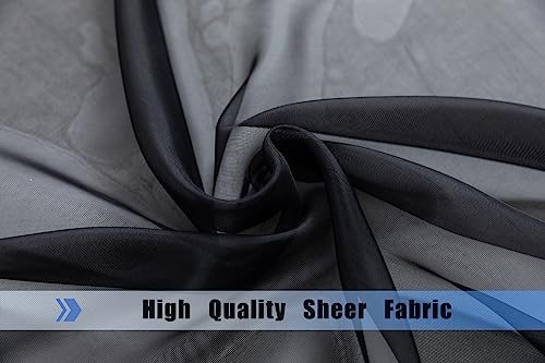 Wpm World Products Mart Black Window Sheer Treatment Panels Beautiful Rod Pocket Voile Elegance Curtains Drapes For Living Room, Bedroom, Kitchen Fully Stitched, Set Of 2 (Black, 84" Inch Long) #TOP5