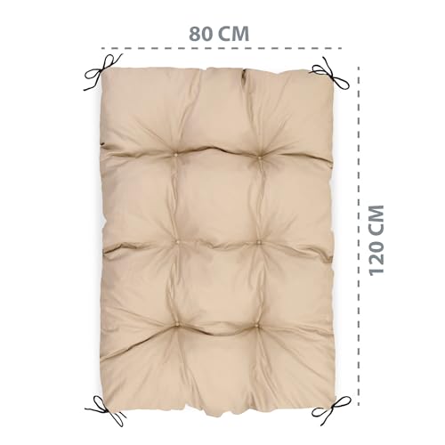 Amazinggirl Palettenkissen Outdoor Waschbar 80 x 120 cm - Pallettensitzkissen Europaletten Sitzkissen Polster Beige
