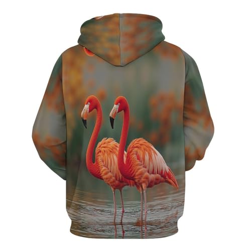 Pull Imprimé en 3D avec poches et capuche manches longues - 3