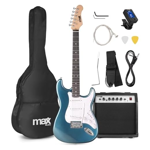 MAX GigKit guitarra eléctrica 4/4 con amplificador 40W, funda, púas, afinador y cable – Set completo para principiantes jóvenes y adultos – Color Petrol