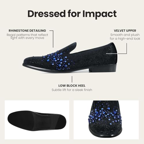 Image of Amali Men's Embellished Velvet Tuxedo Loafers, Smoking Slippers