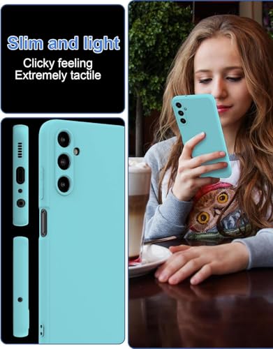 Image of Elzzi Microfiber Candy Case for Samsung S23 FE 5G Smooth Touch Cushion Liquid Soft Silicone Gel Rubber Phone Cases Non-Slip Full Body Protective Shockproof Back Cover - Mint