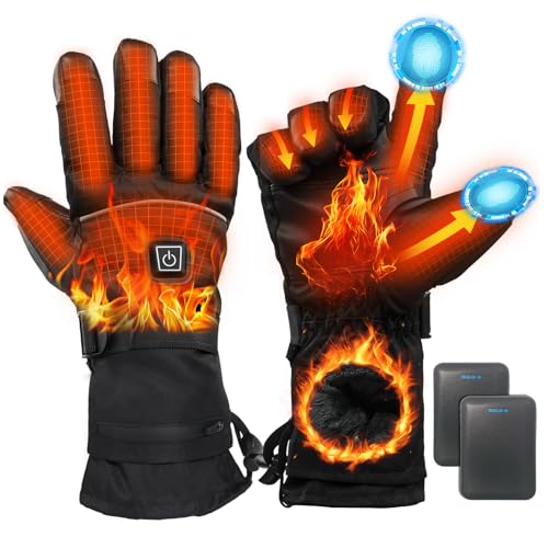 Minthouz Heated Gloves for Men Women - 5000mAh Rechargeable Heated-Gloves with Touchscreen Waterproof, Upgrade Non-Slip Electric Heating Glove for Winter Outdoor Cycling Camping Skiing Fishing Hiking