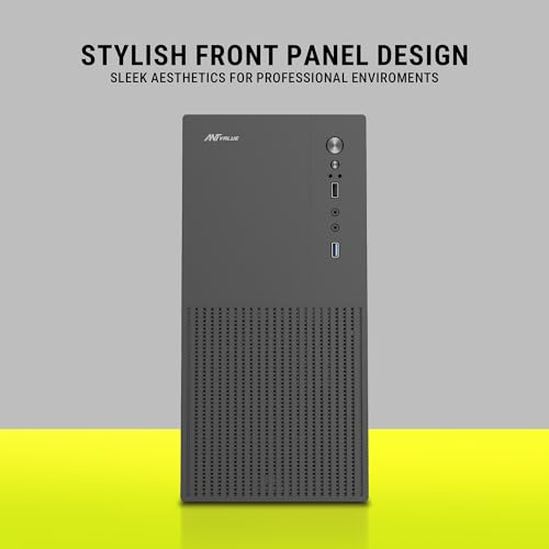 Image of Ant Value VM4P Mid-Tower Computer Case /Office Cabinet - Black | Support Micro ATX, ITX | Built-in 2X USB Ports and Pre-Installed Power Supply