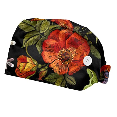 Casquettes de travail ajustables JDEZ chapeaux bouffants fleurs mixtes calots de protection