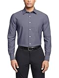 Tommy Hilfiger Men's Dress Shirt Regular Fit Non Iron Solid, Night Blue, 15