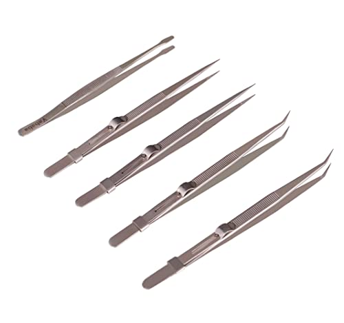 Tweezers, 5Pcs Precision Tweezers Set - Anti - Static Stainless Steel Tweezers For Electronics, Jewelry Making, Medical And Laboratory Work, Craft, Model Building, Soldering, Watch, Car Repair, Etc #TOP1