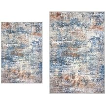 IOHOUZE 2PCS 3x5 Ft Abstract Area Rug for Entryway Indoor and 5x7 Ft Washable Rugs for Living Room