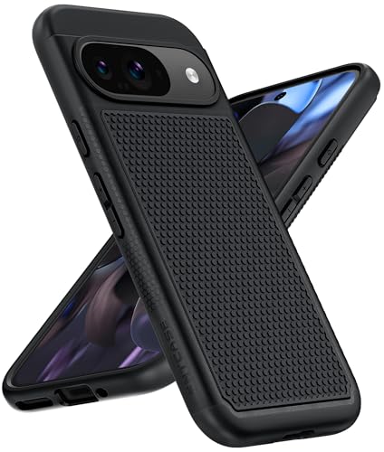 Image of FNTCASE for Google Pixel 9 Case: Pixel 9 Pro Dual Layer Protective Cell Phone Cover with Non Slip Textured Back - Shockproof Rugged Military Protection Bumper Tough, Black