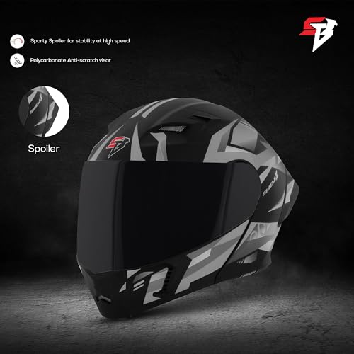 Image of Steelbird SBA-20 Shield X ISI Certified Flip-Up Graphic Helmet for Men and Women with Inner Chrome Sun Shield