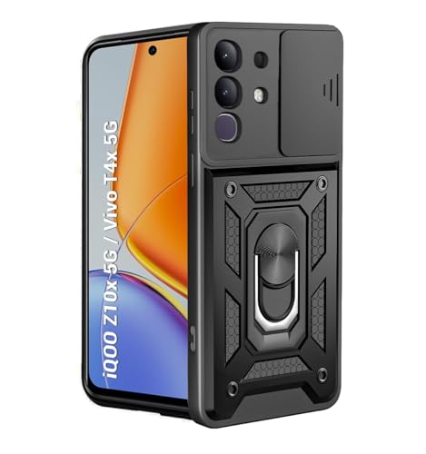 Image of PC,TPU Tough Armor Bumper Back Cover Case For iQOO Z10X 5G /Vivo T4X 5G|Sliding Camera Cover,Kickstand & Ring Holder 360 Degree Protection Back Cover For iQOO Z10X 5G /Vivo T4X 5G