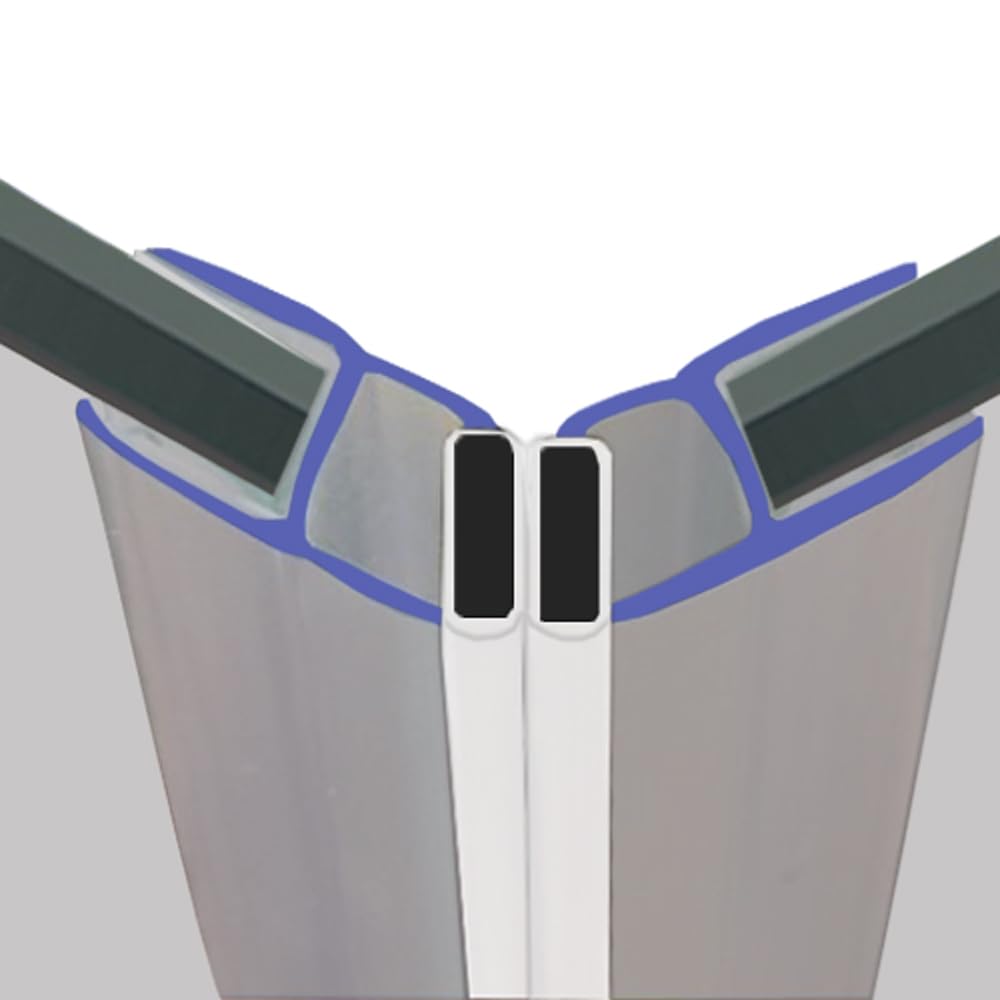 Magnetic Shower Seals | Sold in Pairs | Fits 4, 5 or 6mm Glass | 135ยฐ Magnet for Straight or Quadrant Doors with a 30mm Gap | 2 Metres Long | MAG036 (200cm)