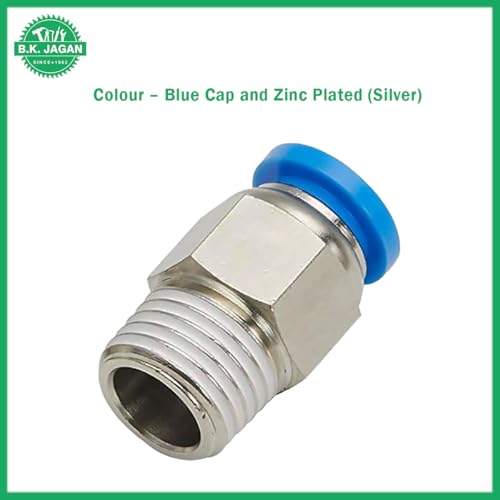 Image of B K JAGAN & CO 1 /2 inch Male Connector Air Push Type Pneumatic Fittings (Pack of 5pcs) (1 /2 inch x 10 mm)