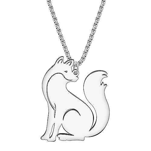 Collier renard arctique plaqué or 18K, un bijou animalier d'exception en acier