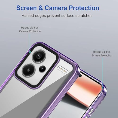Image of NDCOM Redmi Note 13 Pro Plus Back Cover | Durable Purple Crystal Clear Case | Enhanced Grip | Textured Surface