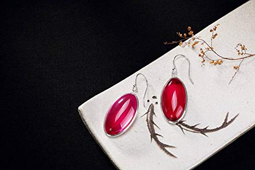 Boucles d'oreilles pour femme en agate jaune et calcédoine style rétro