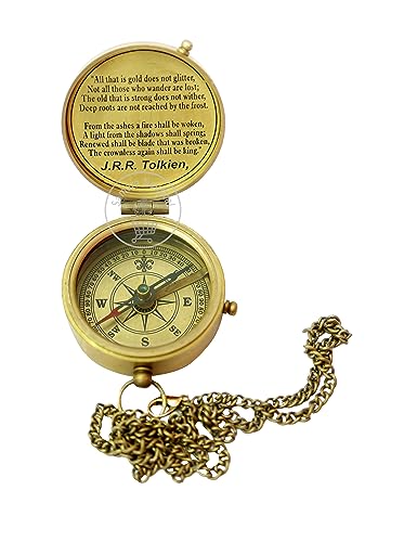 Samara Nautical Not All Those Who Wander are Lost Brass Gift Engraved Compass with Leather case - Image 4