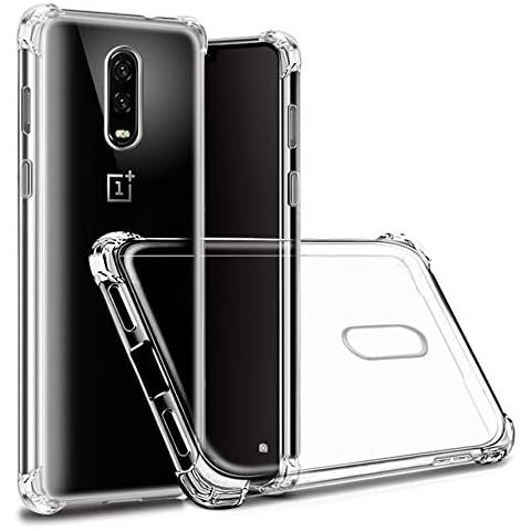 Hually Case for OnePlus 6T, OnePlus 7 case, Crystal Clear TPU Gel Silicone Bumper Shockproof Protective Fiber Design Phone Protector Cover for OnePlus 6T/7 Cover