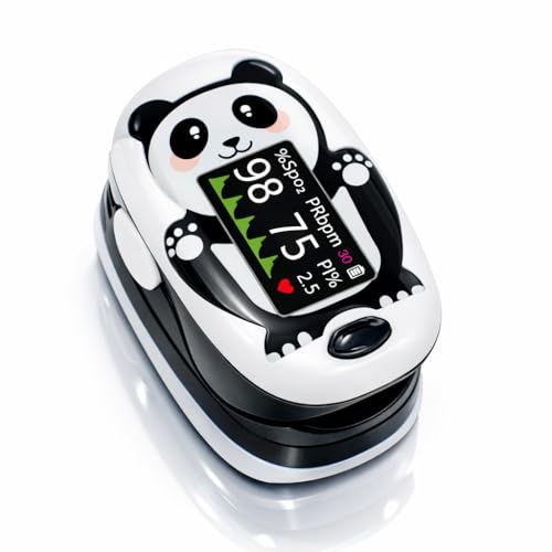 Pulse Oximeter for Kids 2+, Panda Design Fingertip Oxygen Monitor with Digital Display for Heart Rate and SpO2 Monitoring