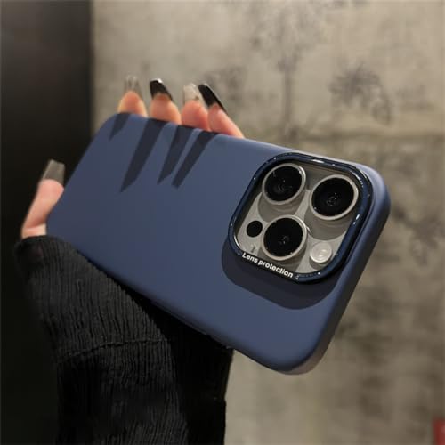 Coque iPhone 15 Pro Max antichoc mate bleu marine avec protection objectif