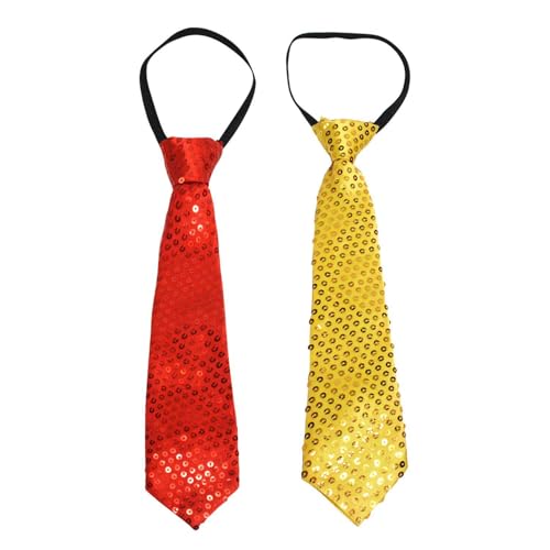 【Contenuto Del Prodotto】Riceverai 2 Pezzi Di Cravatte Da Uomo. La Dimensione Di Ogni Cravatta È Di Circa 35 X 8 Cm E I Colori Sono Rosso E Giallo. È Adatto Per Spettacoli Teatrali, Feste E Altre Occasioni.