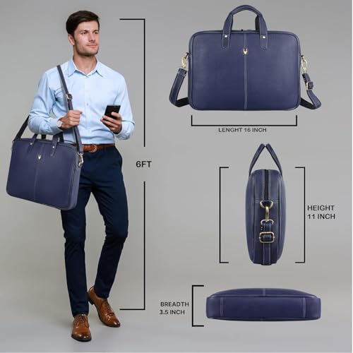 Image of WildHorn Leather Laptop Messenger Bag for Laptop /MacBook up to 15 inch| Padded Laptop Compartment |Office Bag I 365 Days Warranty