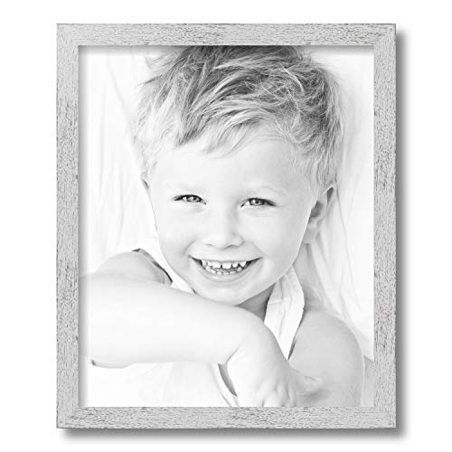 ArtToFrames 14x17 inch Eggshell Rustic Barnwood Wood Picture Frame, 2WOM0066-1343-YWHT-14x17