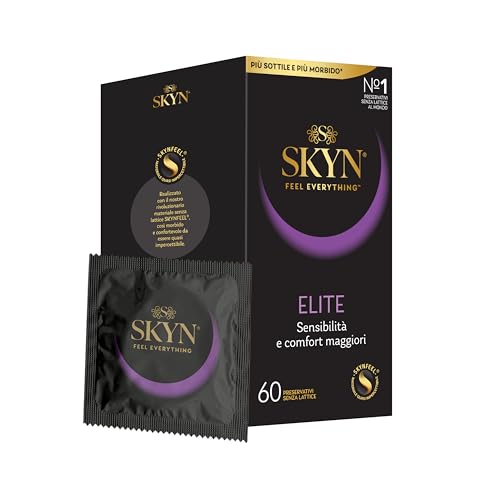 Juego de 60 preservativos ultra finos y ultra suaves sin látex para hombre, tamaño estándar, diámetro 53 mm, tecnología SKYNFEEL