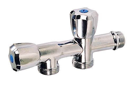 DIPRA - Robinet machine à laver double sortie chromé - robinet alimentation lave-linge