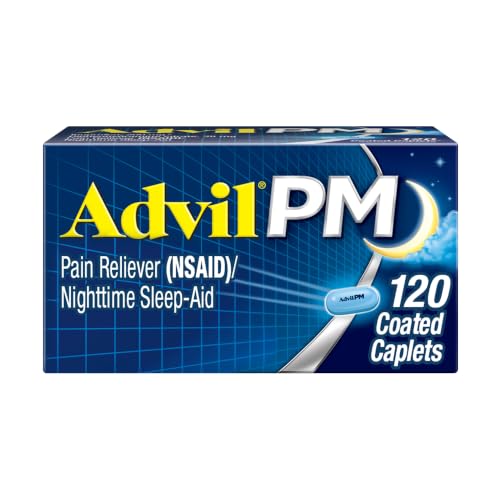Advil PM Pain Reliever And Nighttime Sleep Aid Pain Medicine With Ibuprofen For Pain Relief And Diphenhydramine Citrate For A Sleep Aid - 120 Coated Caplets