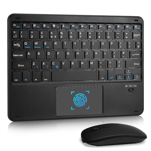 Teclado inalámbrico Bluetooth recargable con panel táctil para iPad y iOS