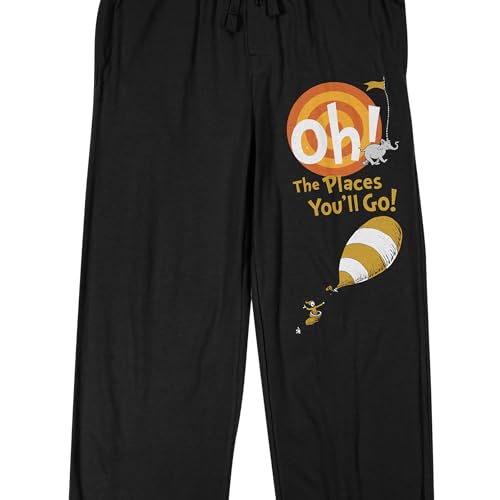 Oh The Places You'll Go Black Sleep Pajama Pants2