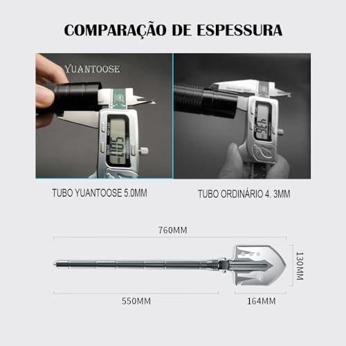 Kit Pá Tatica de Sobrevivência Dobrável Militar Escavação Multifunção, Multiferramenta de aço inoxid