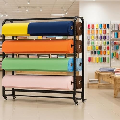 Commercial Fabric Roll Storage Rack, Vinyl Roll Holder with Removable Bars, Metal Vinyl Rack for Car Wrap Material Transfer Paper Tape Wallpaper Window Film Garage Workshop