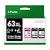 Cartuchos de tinta compatibles 63XL de repuesto en negro y color para HP Ink 63XL compatible con impresora HP OfficeJet 3830 4650 5255 (paquete de 3)